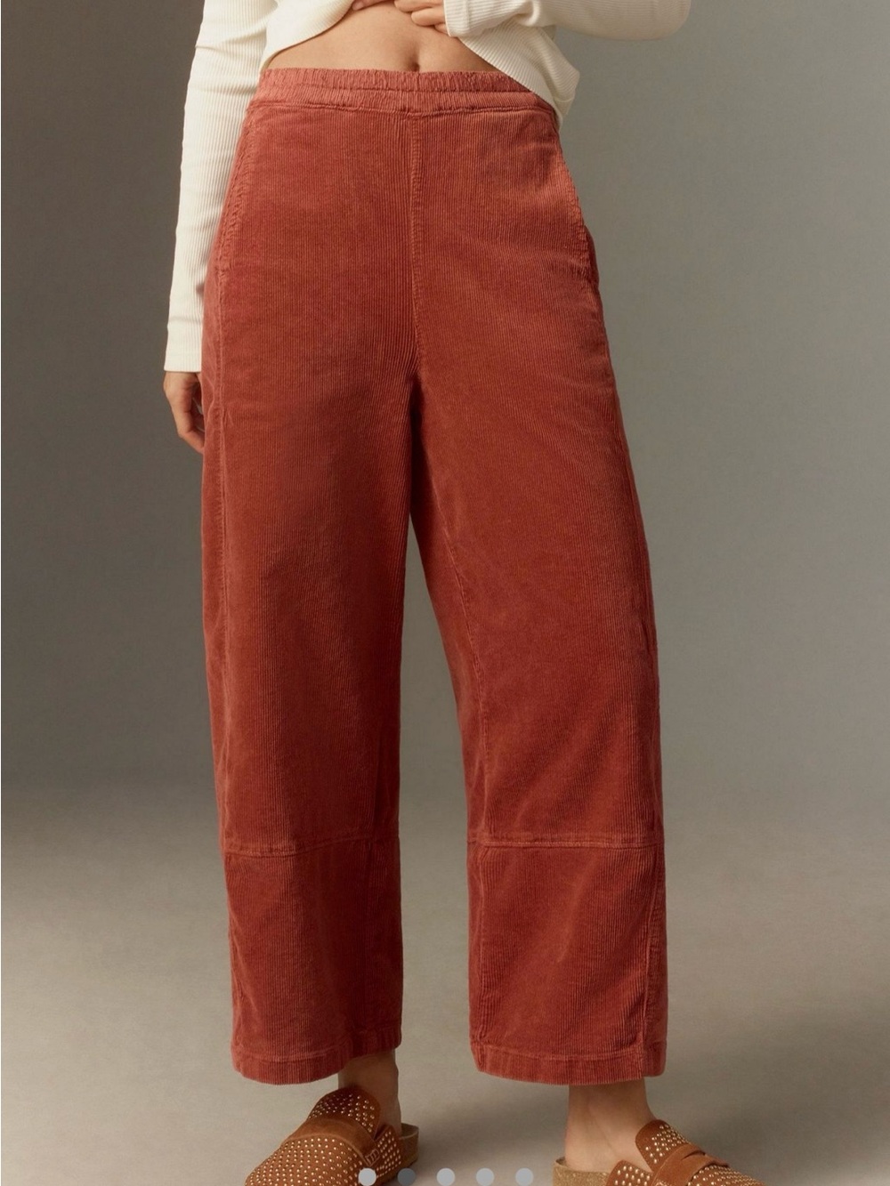 Pilcro The Izzie Relaxed Pull-On Barrel
Pants Corduroy Edition Rusty Terracotta